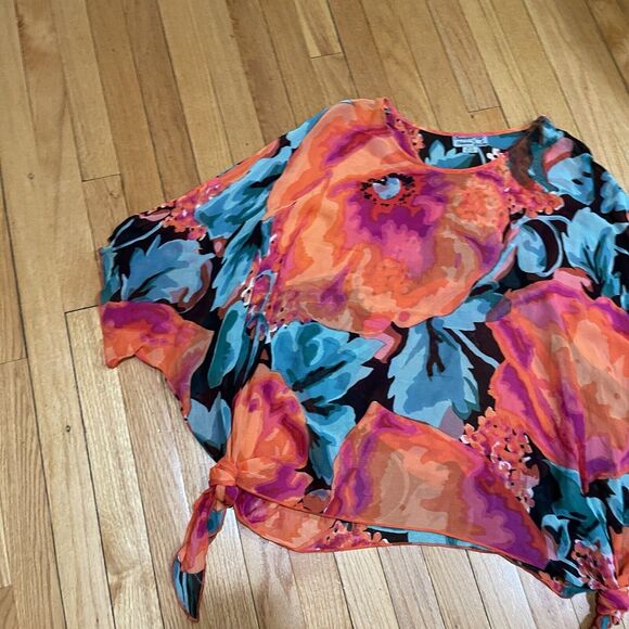 Vintage Floral Tunic Kimono Top ONE SIZE Champagne Collection All That Glitters - Picture 3 of 12